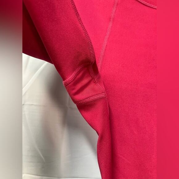Athleta Run Free 7/8 Leggings waist zip pocket red womens size small - Picture 3 of 14